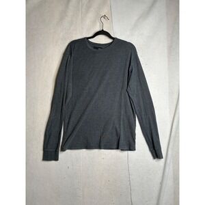 Blue Crown Mens Thermal Long Sleeve Shirt Charcoal Gray Waffle Knit Large 3092